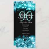 90e Verjaardagsprogramma Glam Lights Blauwgroen Me Programmakaart (Voorkant / Achterkant)