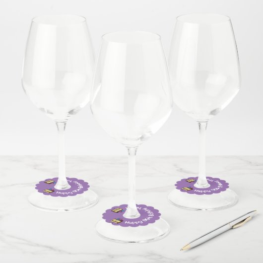 90e Verjaardagstaart met Candles chocolade ijsjes Wijnglaslabel (Set)