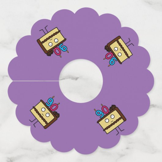 90e Verjaardagstaart met Candles chocolade ijsjes Wijnglaslabel (Achterkant)