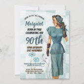 90e verjaardagsuitnodiging Vintage Retro Art Deco  Kaart (Voorkant)