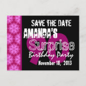 90e Verrassing Verjaardag Party Roze Patroon Sjabl Uitnodiging Briefkaart (Voorkant)