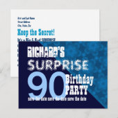 90e Verrassing Verjaardag Save the Date Diagonal V Aankondigingskaart (Voorkant / Achterkant)