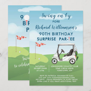 90e Verrassingsfeest Mannen golfthema Kaart
