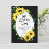 90e Zonnebloem van de Birthday Party | Eucalyptus Kaart (Staand voorkant)