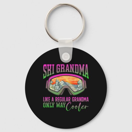 90s 80s Skikleding Retro Ski Oma  Sleutelhanger (Voorkant)