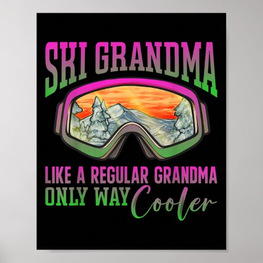 90s 80s Skioutfit Retro Ski Oma Poster (Voorkant)