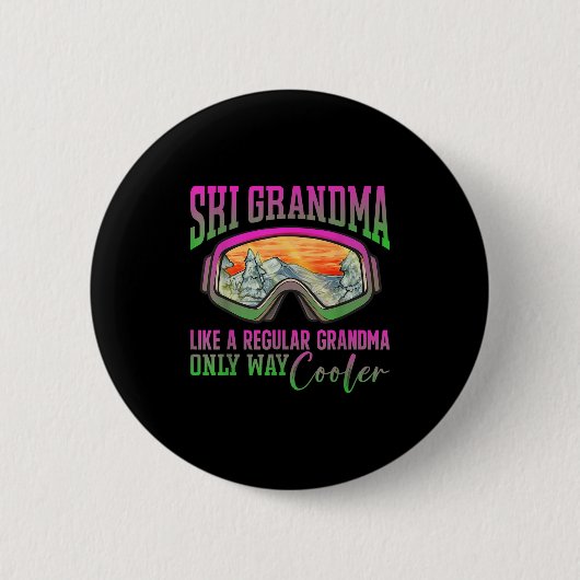 90s 80s Skioutfit Retro Ski Oma Ronde Button 5,7 Cm (Voorkant)