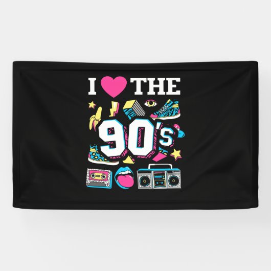 '90's '90 Ik hoor de jaren '90. Spandoek (Horizontaal)