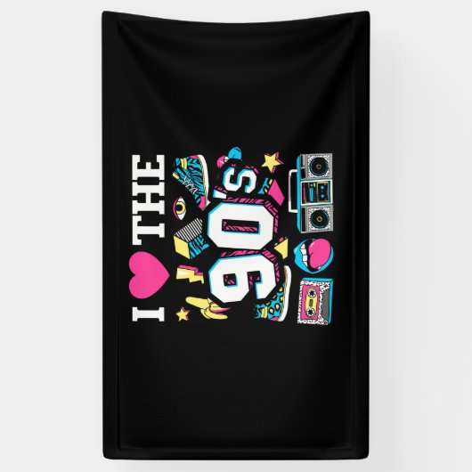 '90's '90 Ik hoor de jaren '90. Spandoek (Verticaal)