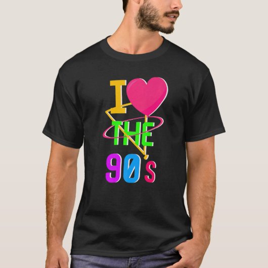 '90's '90... ik hoor Nineties... ik hou van de 90' T-shirt (Voorkant)