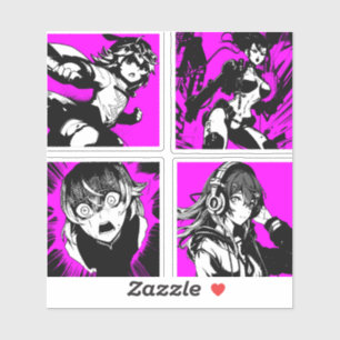 90s Anime Girls in Paarse esthetiek Sticker