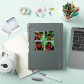 90s Anime Meisjes in Groene Esthetiek Sticker (iPad Cover)
