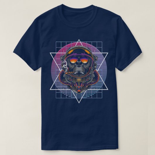 90s Art Synthwave Vaporwave Aesthetics Monkey Astr T-shirt (Design voorkant)