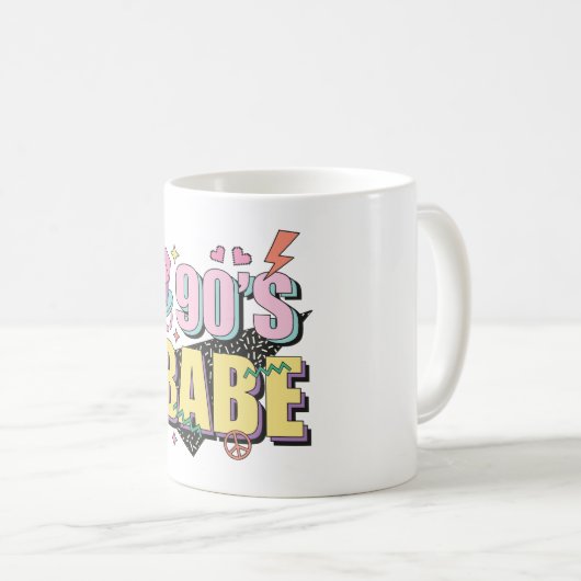 "90s Babe" Nostalgisch geschenk Koffiemok (Voorkant rechts)