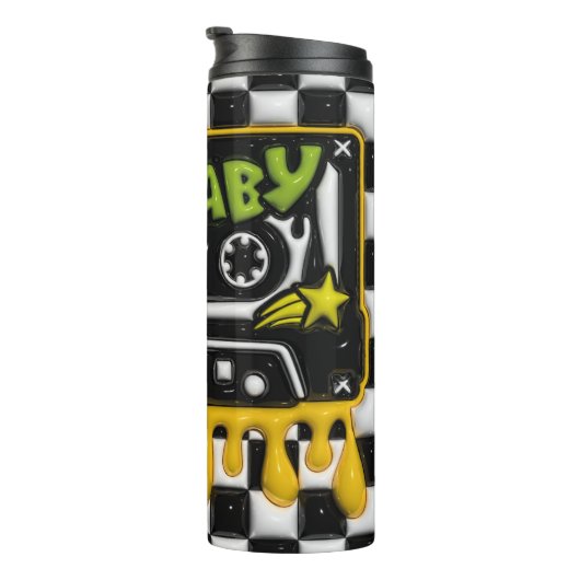 90's Baby Cassette 3D Opgeblazen Tumbler Thermosbeker (Geroteerd rechts)