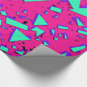 90s Blauwgroen en Roze Abstract Geometrisch Patroo Cadeaupapier (Hoek)
