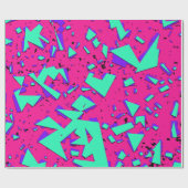 90s Blauwgroen en Roze Abstract Geometrisch Patroo Cadeaupapier (Vlak)