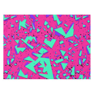 90s Blauwgroen en Roze Abstract Geometrisch Patroo Tafelkleed