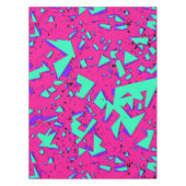 90s Blauwgroen en Roze Abstract Geometrisch Patroo Tafelkleed (Voorkant)