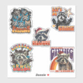90s Bootleg Feral Raccoon Sticker Pack 1 (Vel)