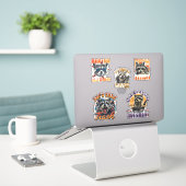 90s Bootleg Wilde Wasbeer Sticker Pack 2 (Laptop op bureau)