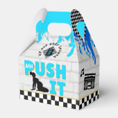 90's Boy Retro Hip Hop Baby shower Neon Blue Bedankdoosjes (Achterkant)