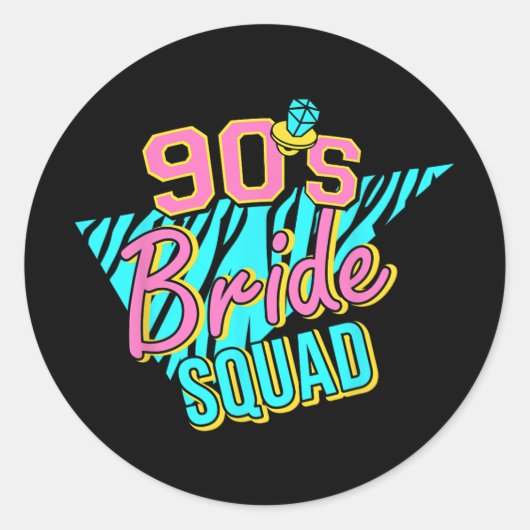 90s Bride Squad Bruidsmeisje Retro Matching Bachel Ronde Sticker (Voorkant)