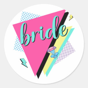 90s Bruid Bruidsmeisje Retro 90s Bachelorette Fees Ronde Sticker