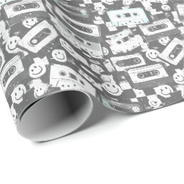 90s-cassette en Smiley-cadeauverpakking - Monochro Cadeaupapier