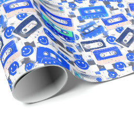90s-cassette & Smiley-cadeauverpakkings papier - O