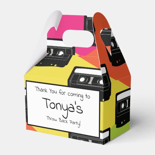 90's Cassette Tween Birthday Neon uit 1980 Bedankdoosjes (Voorkant Zijde)