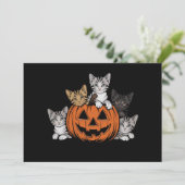  90s Cat Halloween Retro Spooky Seizoen Kaart (Staand voorkant)
