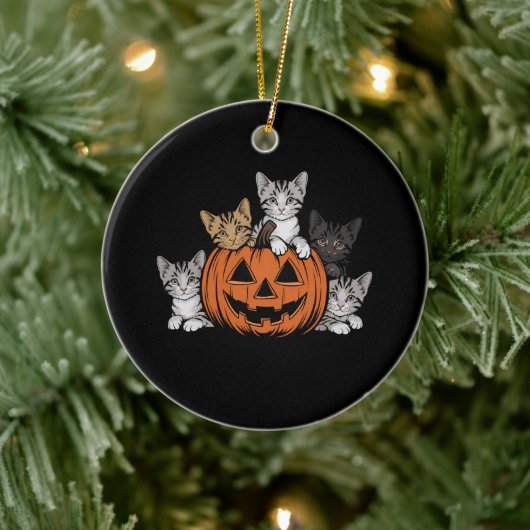 90s Cat Halloween Retro Spooky Seizoen Keramisch Ornament (Boom)