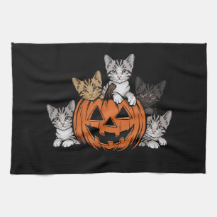  90s Cat Halloween Retro Spooky Seizoen Theedoek