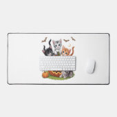 90s Cat Pumpkin Halloween Bloemen Spooky Seizoen Bureaumat (Keyboard & Muis)