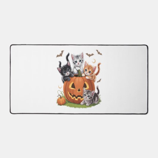 90s Cat Pumpkin Halloween Bloemen Spooky Seizoen Bureaumat (Voorkant)