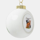 90s Cat Pumpkin Halloween Bloemen Spooky Seizoen Keramische Bal Ornament (Links)