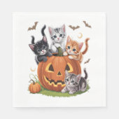 90s Cat Pumpkin Halloween Bloemen Spooky Seizoen Servet (Voorkant)