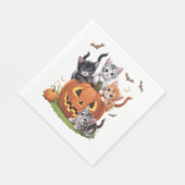 90s Cat Pumpkin Halloween Bloemen Spooky Seizoen Servet (Hoek)