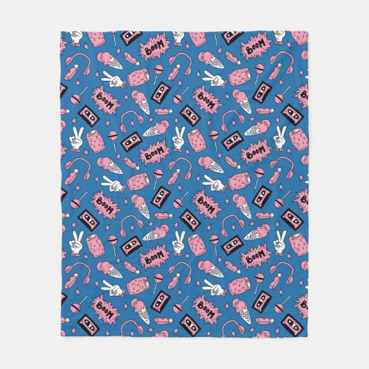 90s Comic Pattern Fleece Deken (Voorkant)