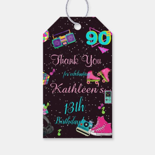 90's Dank je, terug naar de jaren '90, elke leefti Cadeaulabel (Voorkant)