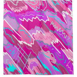 90s de Kunst van de Pop van Nostalgie in Magenta Douchegordijn