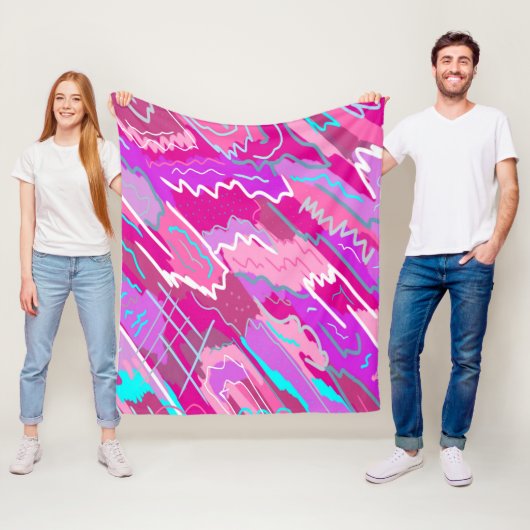 90s de Kunst van de Pop van Nostalgie in Magenta Fleece Deken (In situ)