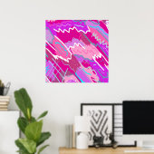 90s de Kunst van de Pop van Nostalgie in Magenta Poster (Thuiskantoor)