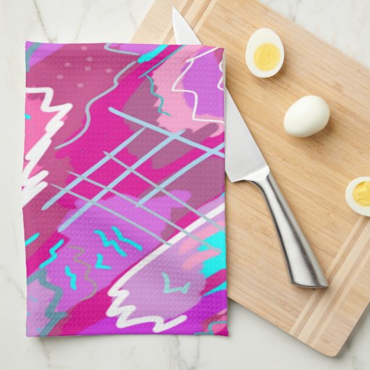 90s de Kunst van de Pop van Nostalgie in Magenta Theedoek (Quarter Fold)