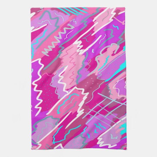 90s de Kunst van de Pop van Nostalgie in Magenta Theedoek (Verticaal)