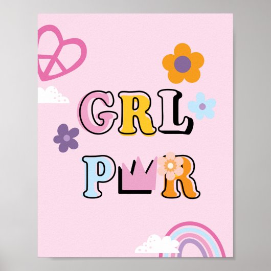 90s esthetische grl PWR Poster (Voorkant)