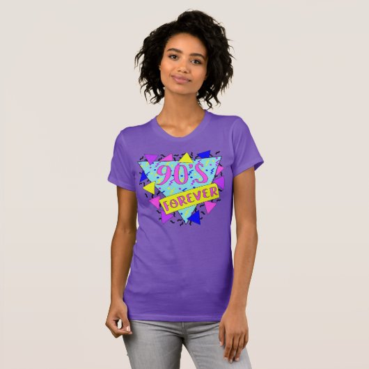 90's Forever Quote Neon Geometrisch T-shirt (Voorkant volledig)