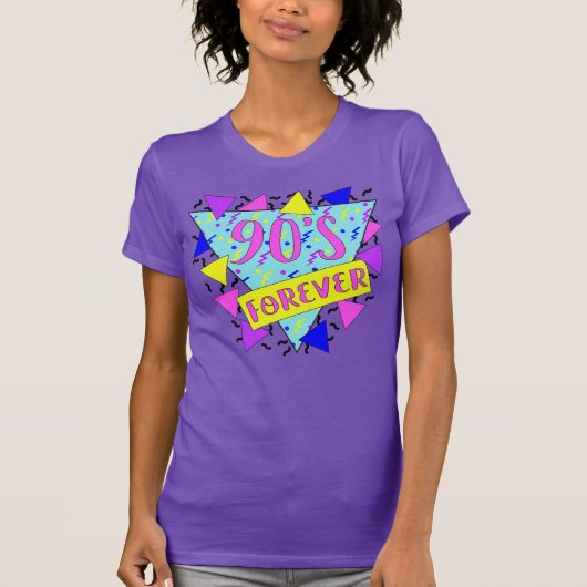 90's Forever Quote Neon Geometrisch T-shirt (Voorkant)