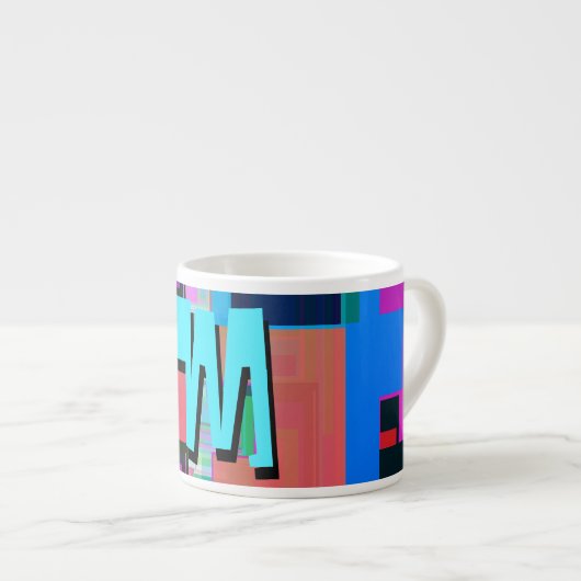 90s Geïnspireerd Kleurrijk Geometrisch Monogram Espresso Kop (Voorkant rechts)